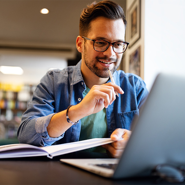 man working on laptop
